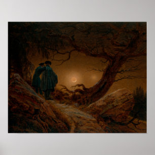 Póster Friedrich - Dos hombres contemplando la luna
