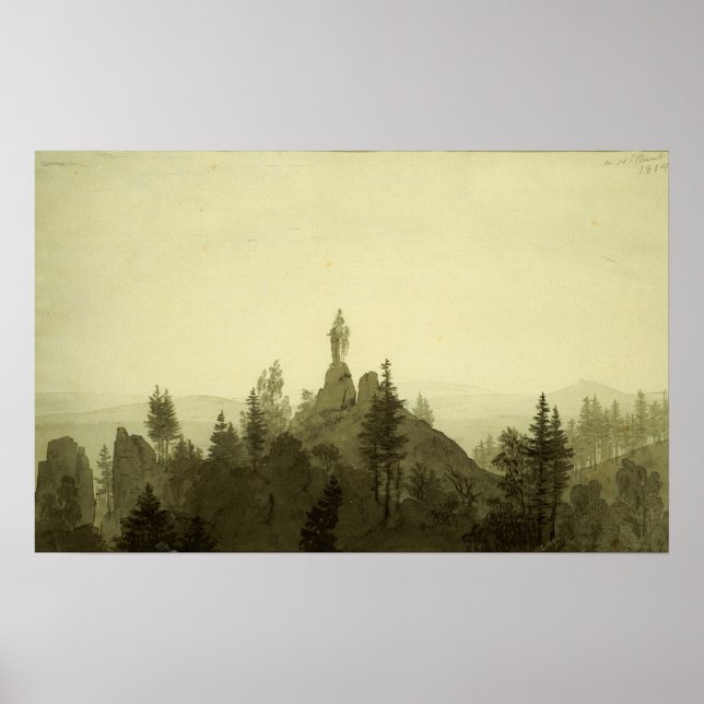 Póster Friedrich - Estatua De Madonna En Montañas (Frente)