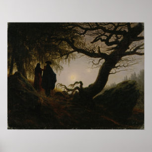 Póster Friedrich - Hombre y mujer contemplando la luna 18