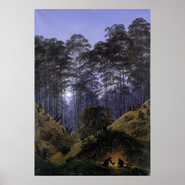 Póster Friedrich - Interior del bosque a la luz de la lun (Frente)