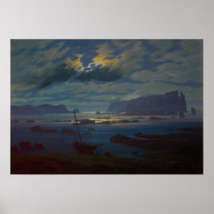 Póster Friedrich - Mar del Norte a la luz de la luna