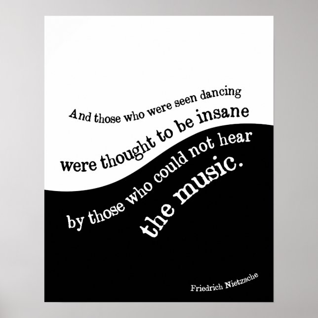 Póster Friedrich Nietzsche cita a poster Negro y blanco (Frente)