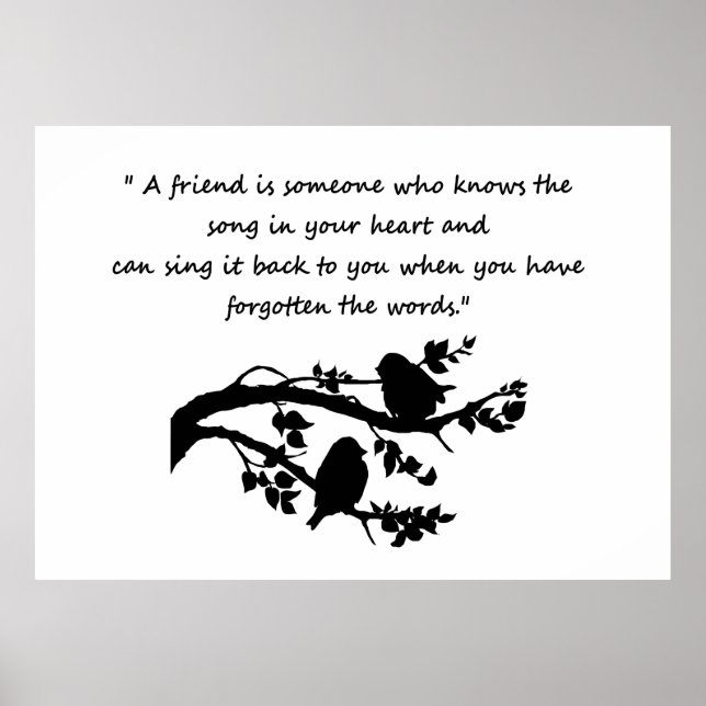 Póster Friend Quote Friendship with two cute friends Bird (Frente)