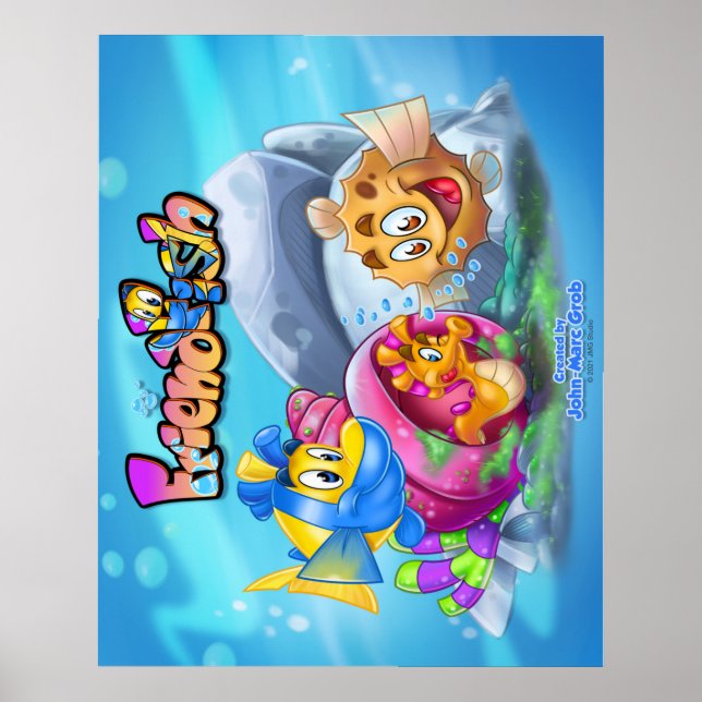 Póster FriendFish personalizado lindo poster con pescado (Frente)