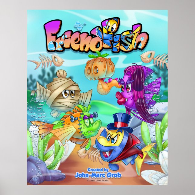 Póster FriendFish personalizado lindo poster de pescado (Frente)