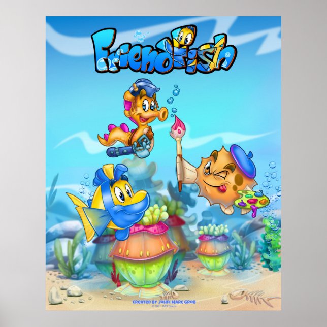 Póster FriendFish personalizado lindo poster de pescado (Frente)