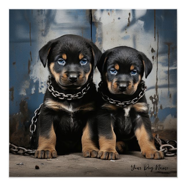 Póster Friendly Rottweiler Puppy Dogs 004 - Raimon Palad (Anverso)