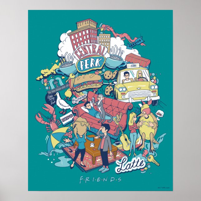 Póster FRIENDS™ | Collage de dibujos animados (Frente)