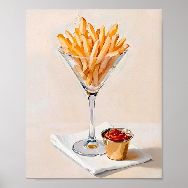 Póster Fries francesas en vidrio Martini (Frente)