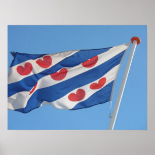 Póster Friese Vlag, bandera de Frisia, Poster fotográfico