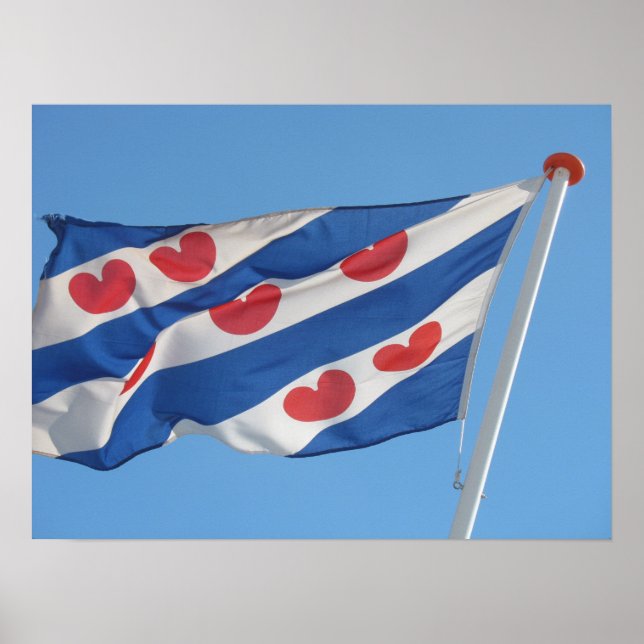 Póster Friese Vlag, bandera de Frisia, Poster fotográfico (Frente)