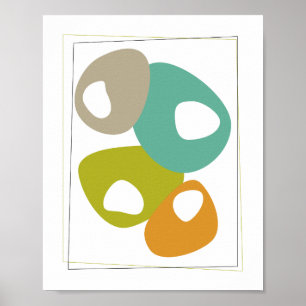 Póster Frijoles Geniales Turquesa Naranja Verde Mediados 