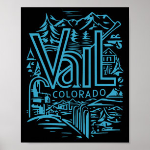 Póster Frio esquí al aire libre Vintage Souvenir Visita V