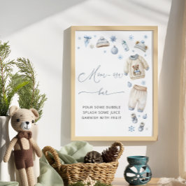 Póster Frío fuera de la ropa de bebé Baby Shower Mom-osa 