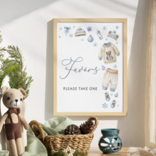 Póster Frío fuera de la ropa de invierno Baby Shower favo
