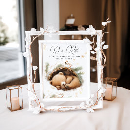 Póster Frío fuera de Woodland Bear Baby Shower de inviern