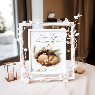 Póster Frío fuera de Woodland Bear Baby Shower de inviern