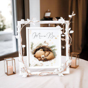 Póster Frío fuera de Woodland Bear Baby Shower de inviern