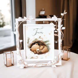 Póster Frío fuera de Woodland Bear Baby Shower de inviern