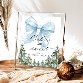 Póster Frío fuera invierno Blue Bow Los bebés son dulces
