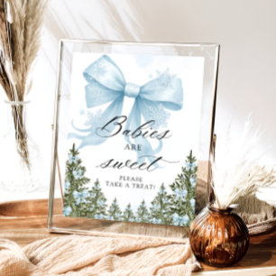 Póster Frío fuera invierno Blue Bow Los bebés son dulces