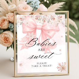 Póster Frío fuera invierno Bow rosado Los bebés son dulce