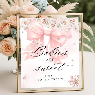 Póster Frío fuera invierno Bow rosado Los bebés son dulce