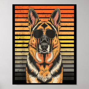 Póster Frio orgulloso pastor alemán hombres mujeres perro