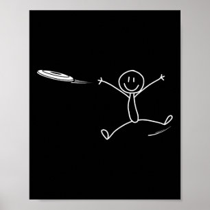 Póster Frisbee Stickman Disc Golf Divertido Ultimate Fris