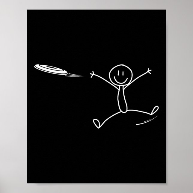 Póster Frisbee Stickman Disc Golf Divertido Ultimate Fris (Frente)