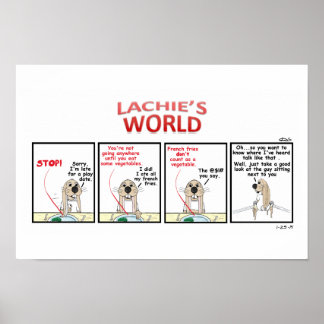 Póster Fritas francesas frente a verduras