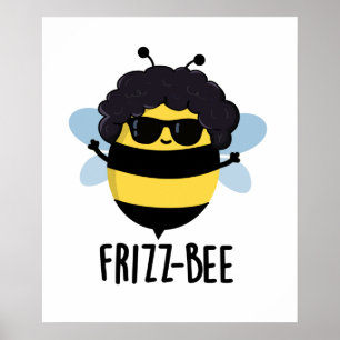 Póster Frizz-Bee Funny Afro Bee Pun