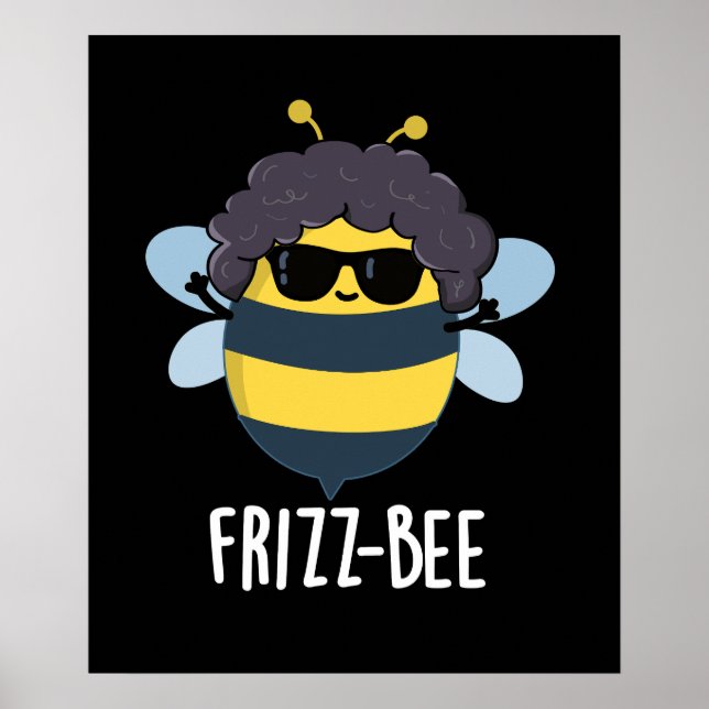 Póster Frizz-Bee Funny Afro Bee Pun Dark BG (Frente)