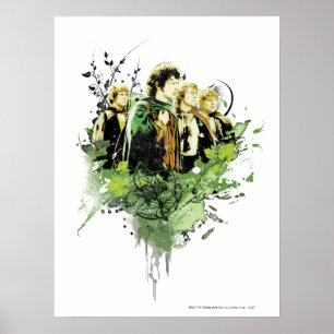 Póster FRODO™ con collage del vector de Hobbits
