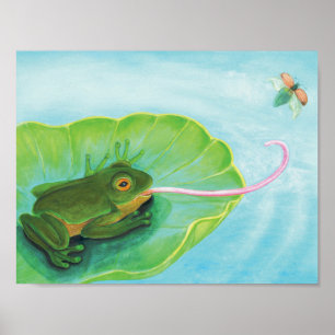 Póster Frog Catating Bug