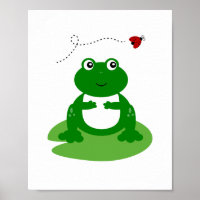 Frog On Lily Pad con Ladybug Nursery Wall Art