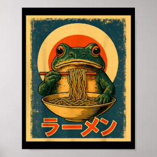 Póster Frog Ramen divertido Kawaii Retro Sol Naciente Jap