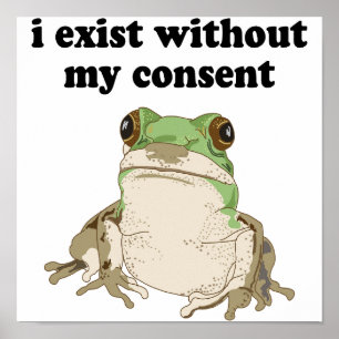 Póster Frog Rana Fun Mem Existir Sin Mi Consentimiento