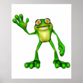 Póster Froggie el Personalizado lindo ondeando la rana