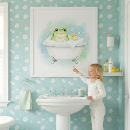 Póster Froggy Bath Time Fun Kids Bathroom Wall Art