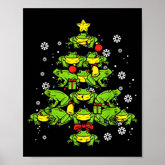 Póster Frogs Christmas Tree Animal Xmas Women Men Kids  (Frente)