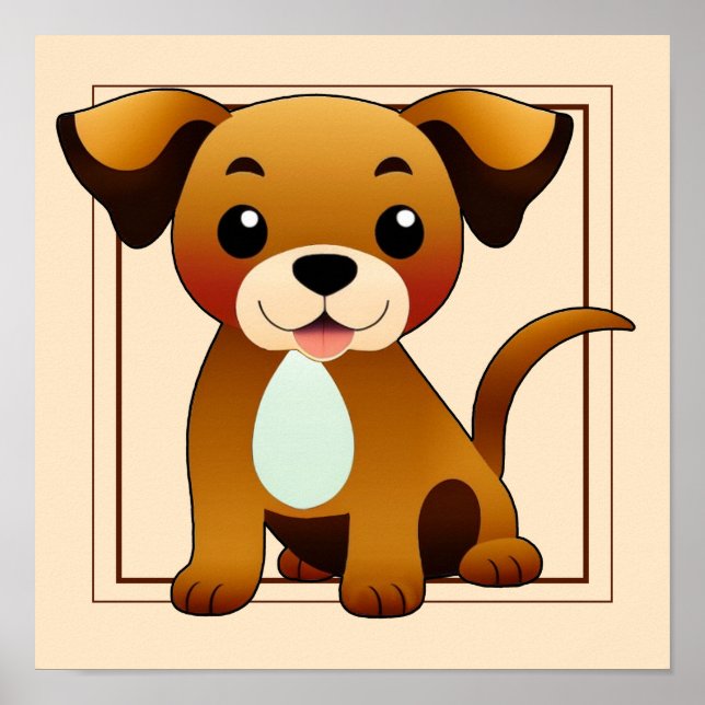 Póster Fröhlicher, brauner Hund, sitzend -  (Frente)