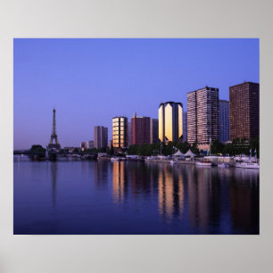 Póster Front du Seine and Eiffel Tower, Paris, France