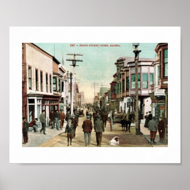 Póster Front St., Nome, Alaska c1910 Vintage (Frente)