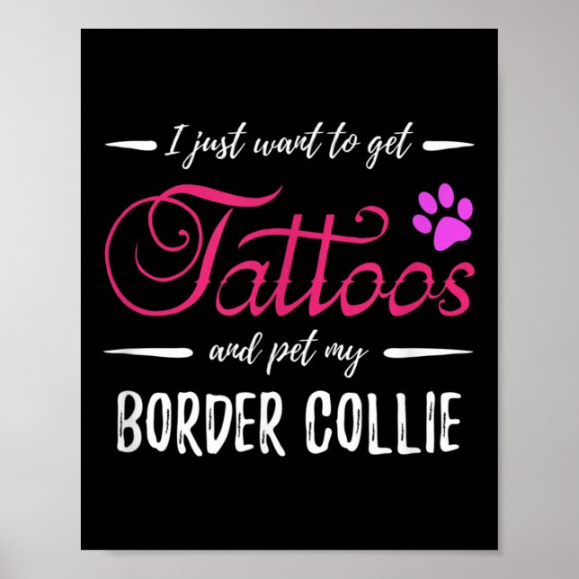 Póster Frontera Collie Dog Lover Tattoo Gracioso Perro Ma (Frente)