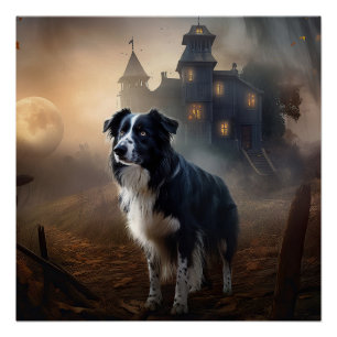 Póster Frontera Collie Halloween Scary