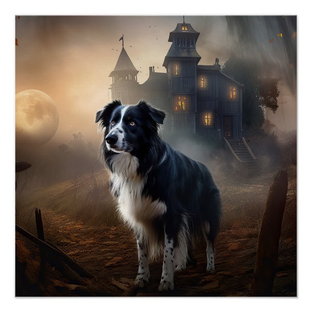Póster Frontera Collie Halloween Scary (Anverso)