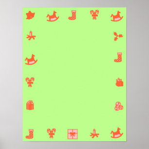 Póster Frontera decorativa roja del poster en blanco