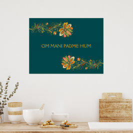 Póster Fronteras de zarcillos de poder floral retro 1 + t