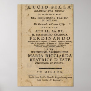 Póster Frontispiece from Mozart's 'Lucio Silla'